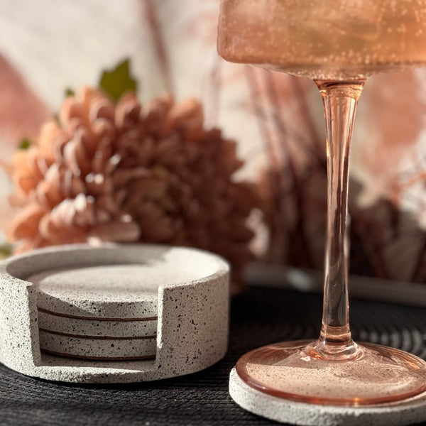 Drink Coaster Set with Holder