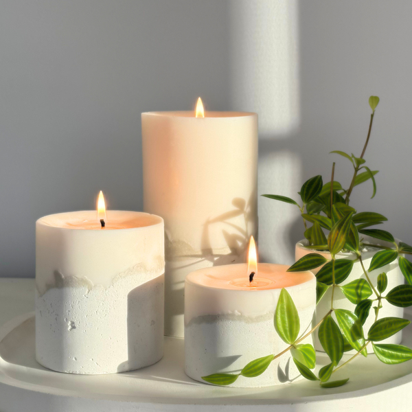 MOONLITE Concrete and Wax Candle Trio