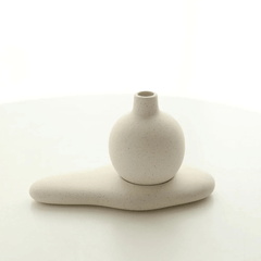 Bloom Vase & Tray – Speckle Stone