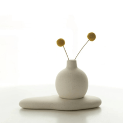 Bloom Vase & Tray – Speckle Stone