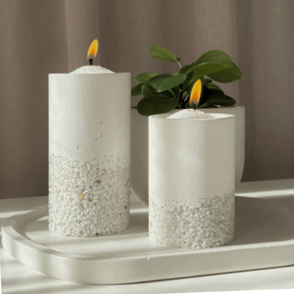 SOLACE - Petite Stone Base Concrete Pillar Candle