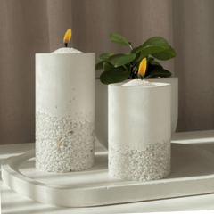 SOLACE - Petite Stone Base Concrete Pillar Candle