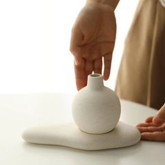 Bloom Vase & Tray – Speckle Stone