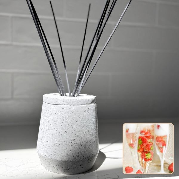 Strawberries and Champagne Silver Grey Granite Reed Diffuser