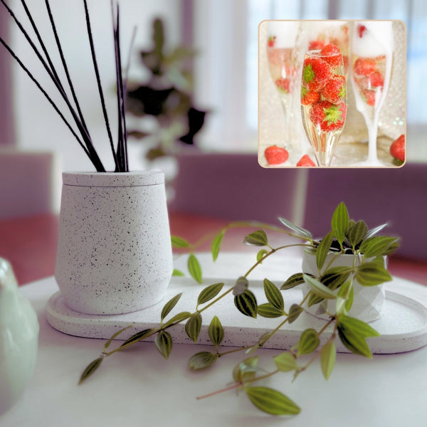Strawberries and Champagne Silver Grey Granite Reed Diffuser