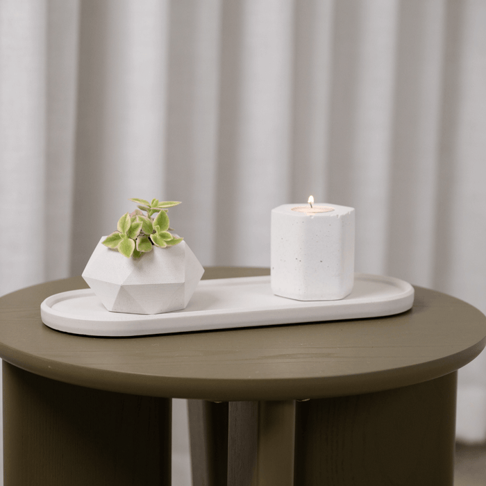 Tealight Candle Holder, Geometric Planter Pot and Tray